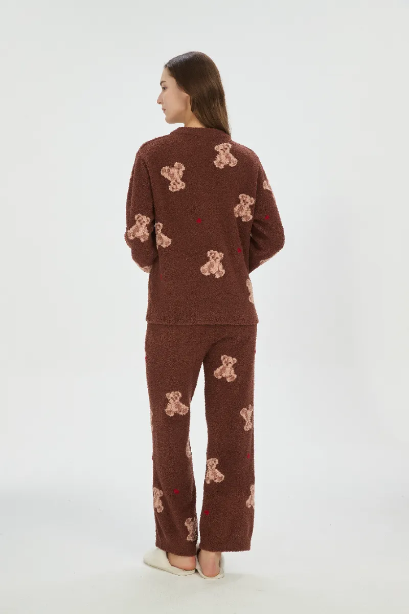Brown Soft Fleece Pajamas for Women
